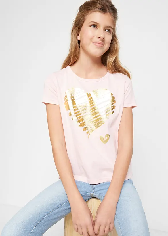T-Shirt mit Bio-Baumwolle (2er Pack) in grau von vorne (im Anschnitt) - bonprix