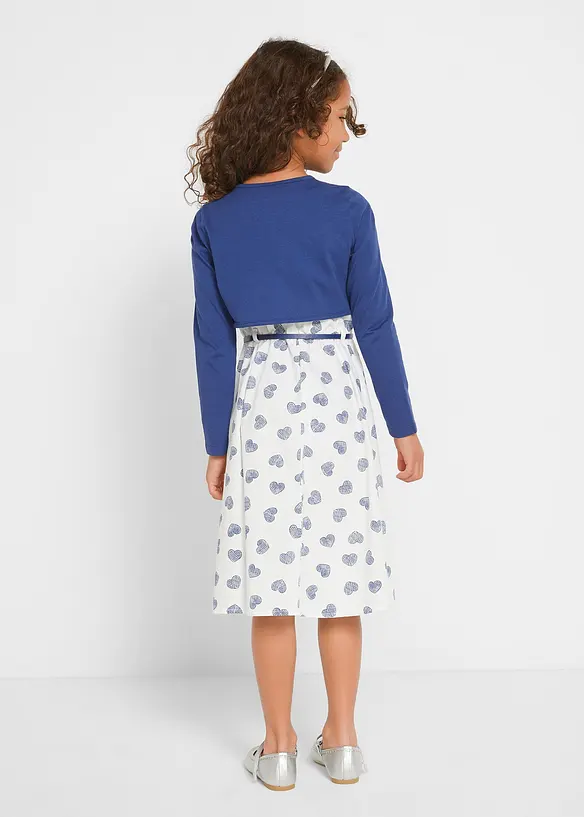 Kleid + Bolero + Gürtel (3-tlg.Set) in blau von hinten (Totalaufnahme) - bonprix