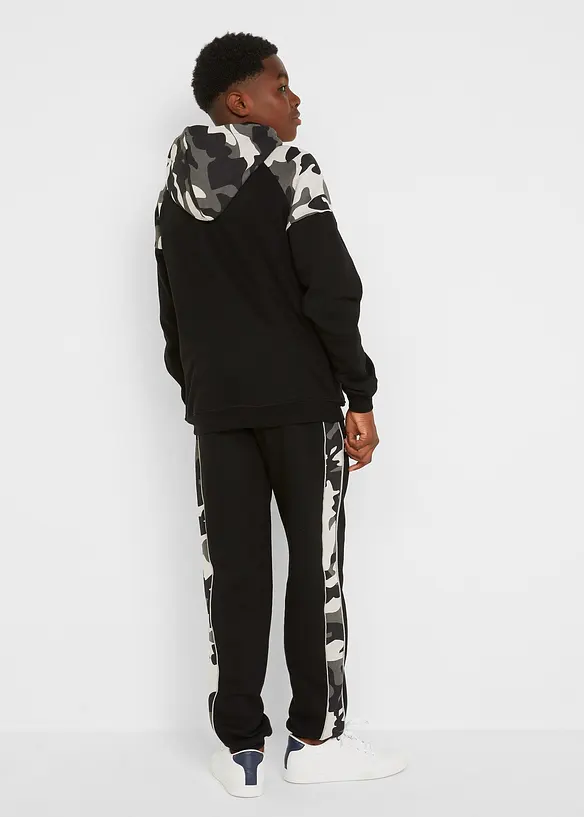Jogginganzug aus reiner Bio-Baumwolle (2-tlg.Set) in schwarz von hinten (Totalaufnahme) - bonprix