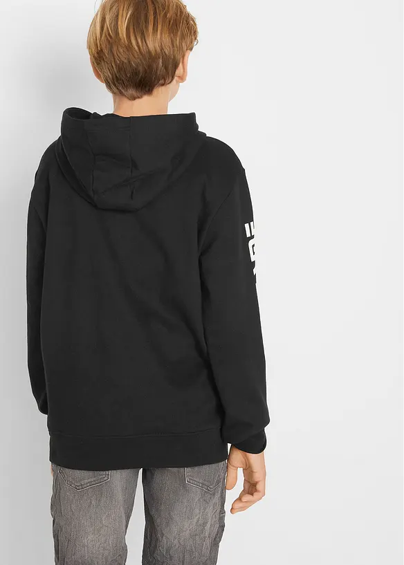 Hoodie aus reiner Bio-Baumwolle in schwarz von hinten (im Anschnitt) - bonprix