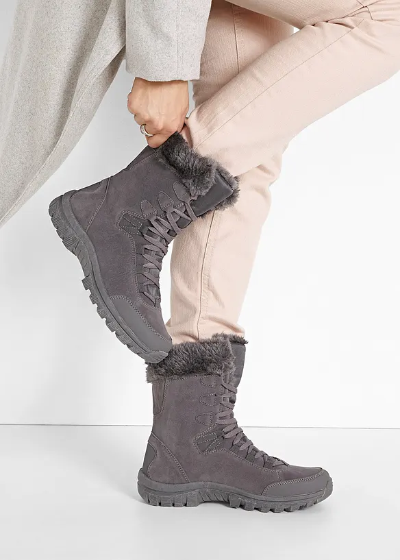 Gefütterte Schnürboots mit Tex-Membran in grau - bonprix