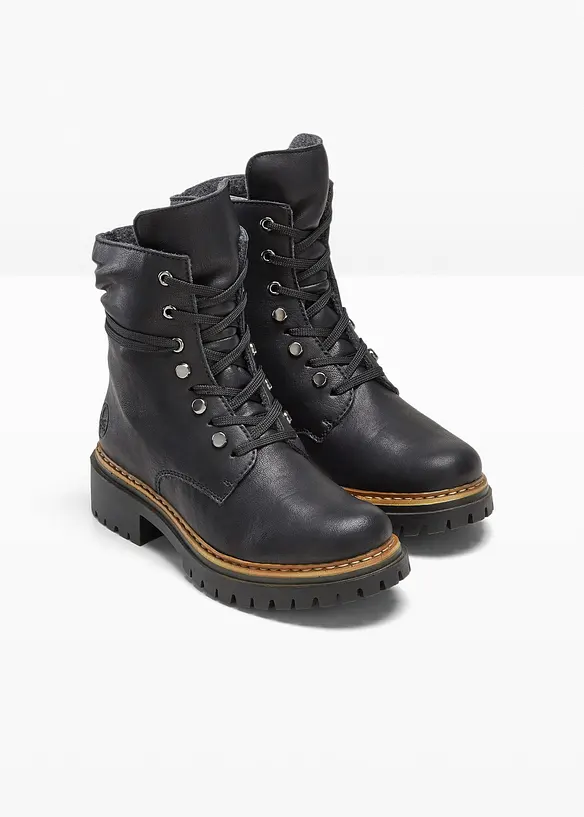 Gefütterte Rieker Komfort-Schnürboots in schwarz - Rieker