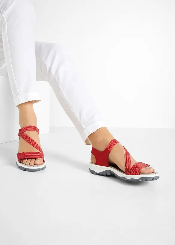 Rieker Komfort-Trekkingsandalen mit elastischen Riemen in rot - Rieker