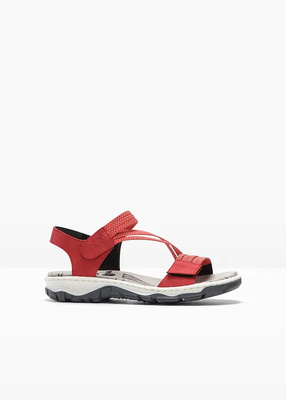 Rieker Komfort-Trekkingsandalen mit elastischen Riemen in rot von vorne - Rieker