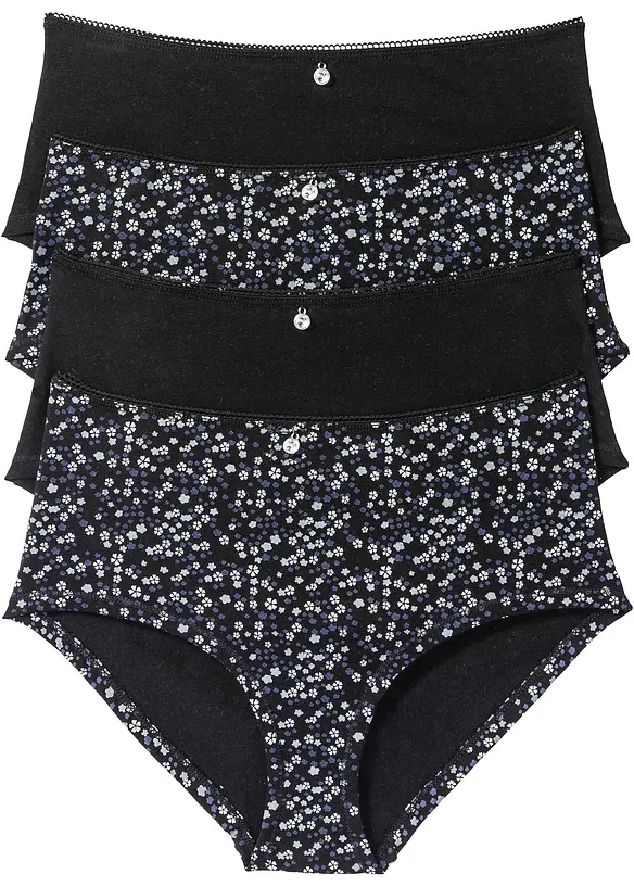 Maxipanty (4er Pack) in schwarz von vorne - bonprix