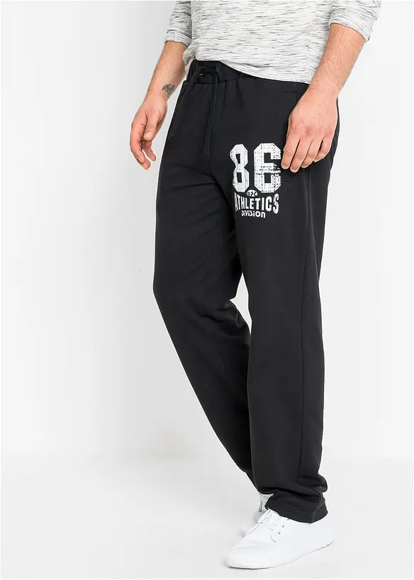 Jogginghose aus reiner Bio-Baumwolle in schwarz von vorne - bonprix