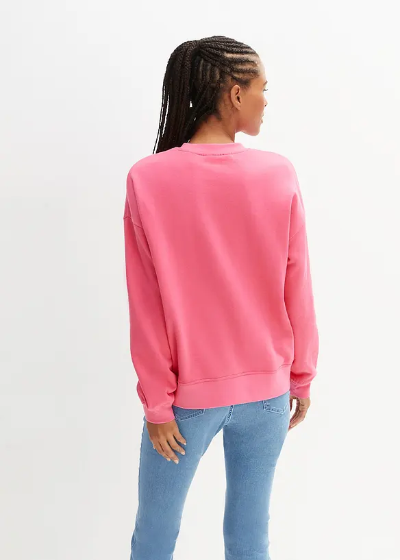 Oversize-Sweatshirt aus reiner Baumwolle in pink von hinten (im Anschnitt) - bonprix Oversize-Sweatshirt aus reiner Baumwolle in pink von hinten (im Anschnitt) - bonprix