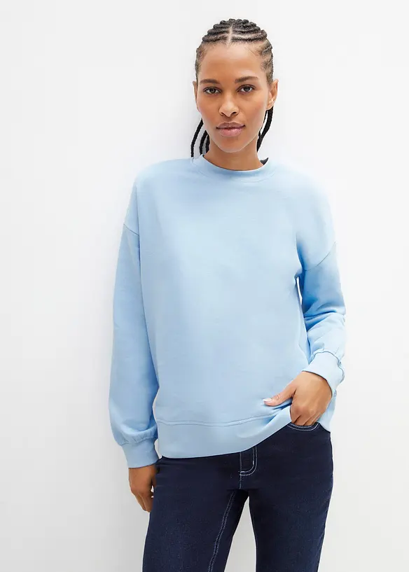 Oversize-Sweatshirt aus reiner Baumwolle in blau von vorne (im Anschnitt) - bonprix Oversize-Sweatshirt aus reiner Baumwolle in blau von vorne (im Anschnitt) - bonprix