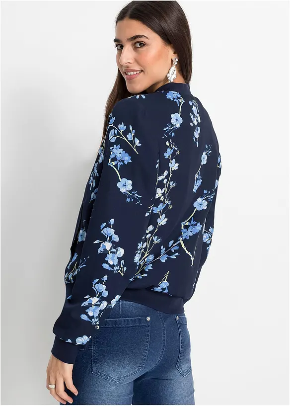 Kurzer Blouson in blau von hinten (im Anschnitt) - bonprix