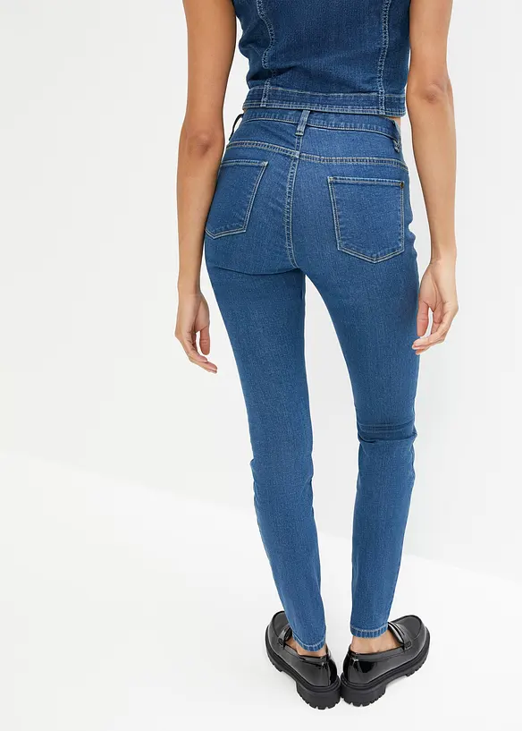 Skinny Jeans Mid Waist, Stretch in blau von hinten - bonprix Skinny Jeans Mid Waist, Stretch in blau von hinten - bonprix