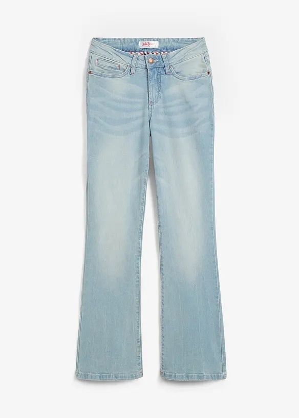 Bootcut Jeans Mid Waist, Stretch in blau von vorne - bonprix