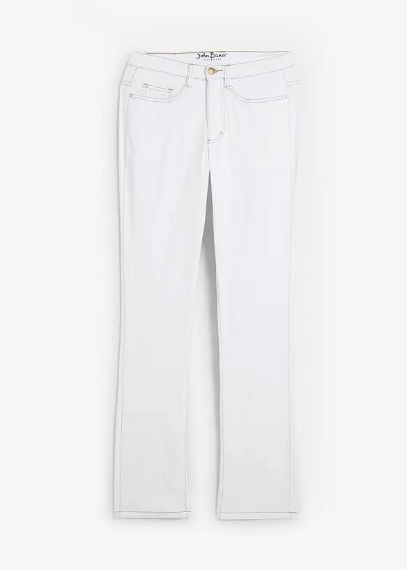 Straight Jeans Mid Waist, Stretch in weiß von vorne - bonprix