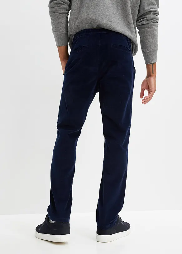 Regular-Fit Cord-Schlupfhose, Straight in blau von hinten - bonprix