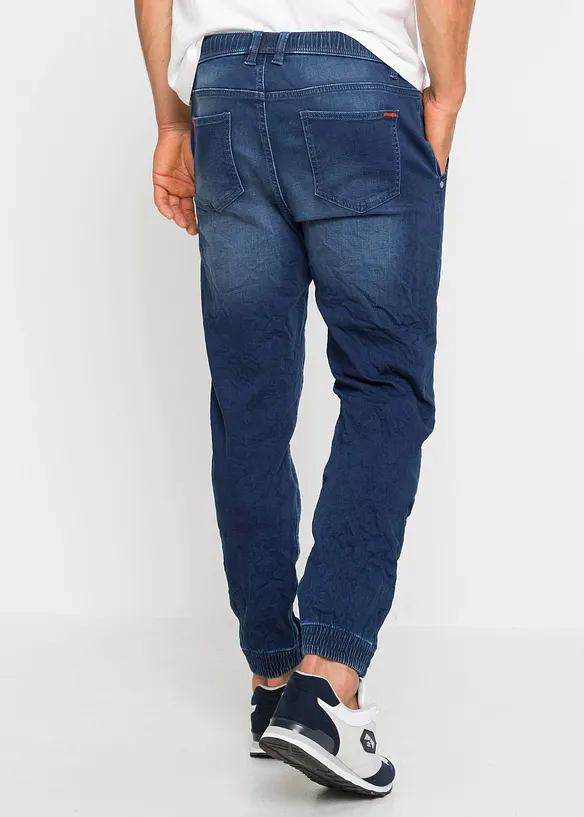 Regular Fit Jeans-Jogger mit Dehnbund, Straight in blau von hinten - bonprix