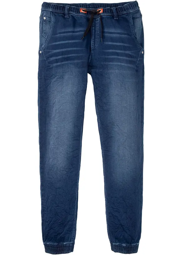 Regular Fit Jeans-Jogger mit Dehnbund, Straight in blau von vorne - bonprix