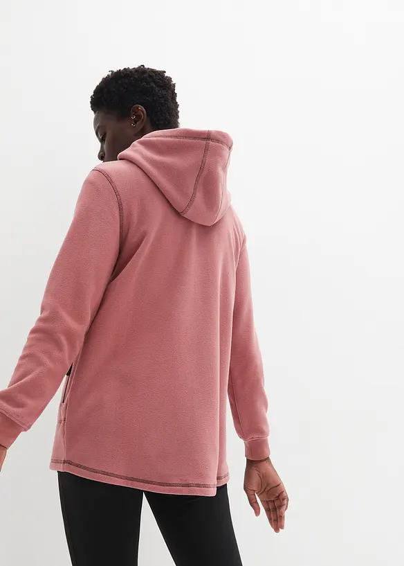 Long-Fleecejacke mit Reißverschluss-Taschen in lila von hinten (im Anschnitt) - bonprix