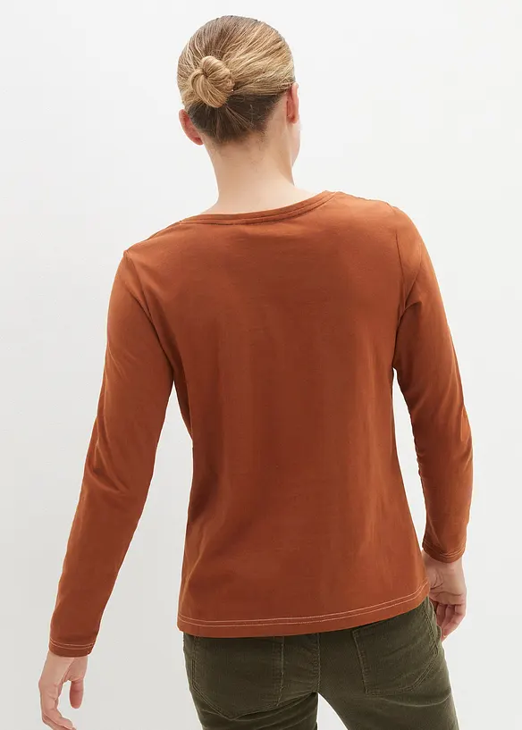 Langarmshirt mit Zierknöpfen in braun von hinten (im Anschnitt) - bonprix Langarmshirt mit Zierknöpfen in braun von hinten (im Anschnitt) - bonprix