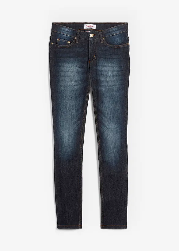 Skinny Jeans Mid Waist, Stretch in blau von vorne - bonprix