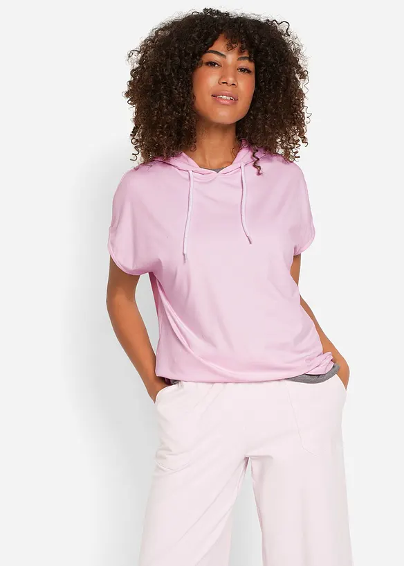 Oversize Hoodie in lila von vorne (im Anschnitt) - bonprix