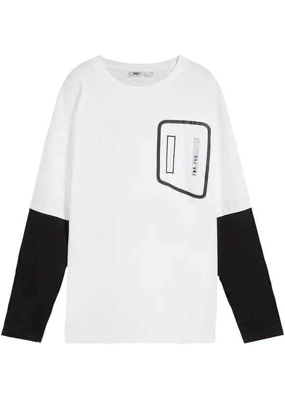 Jungen Sport Layershirt in weiß von vorne - bpc bonprix collection