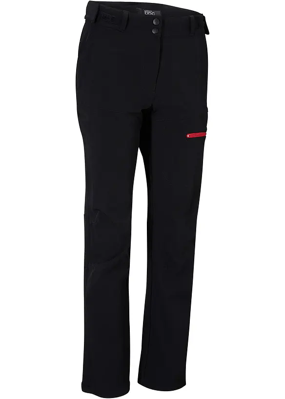Stretch-Softshell-Hose mit Taschen, wasserabweisend in schwarz von vorne - bonprix