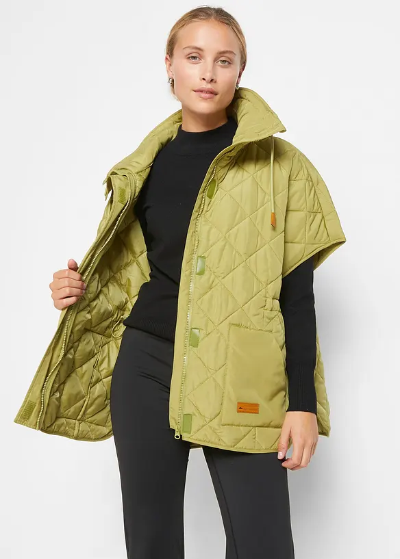 Oversize Funktions-Steppweste, wasserabweisend in grün von vorne (im Anschnitt) - bonprix