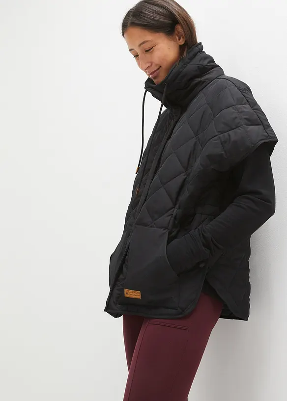 Oversize Funktions-Steppweste, wasserabweisend in schwarz von vorne (im Anschnitt) - bonprix
