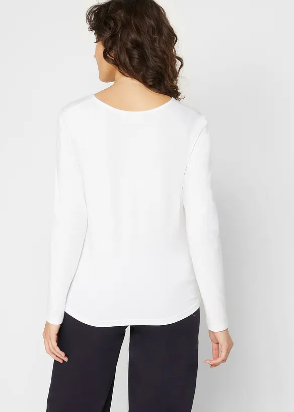 Langarmshirt mit reiner Bio-Baumwolle in weiß von hinten (im Anschnitt) - bonprix