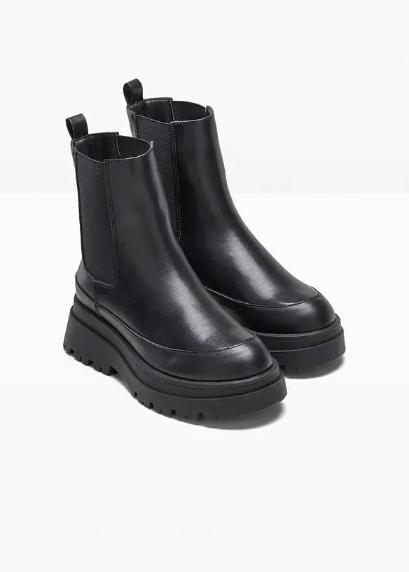 Chelsea-Boots mit Profilsohle in schwarz - bonprix