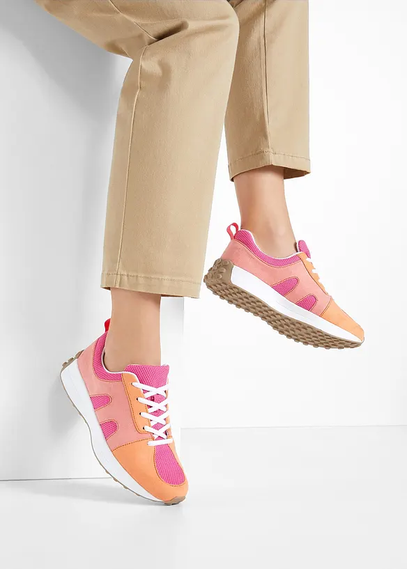 Sneaker mit Mesh-Einsatz in pink - bonprix