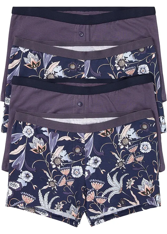 Damen Boxer mit Bio-Baumwolle (4er Pack) in lila von vorne - bonprix