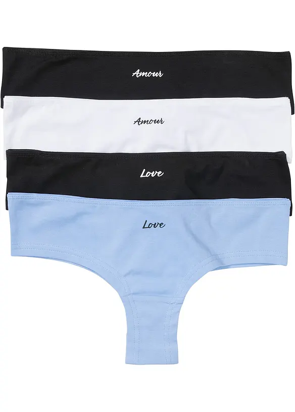 Brazilslip (4er Pack) in schwarz von vorne - bonprix