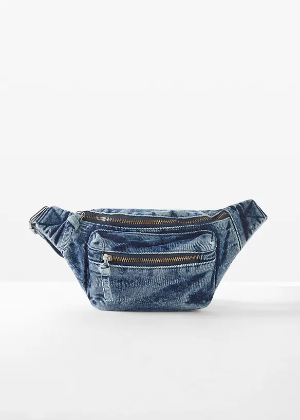 Bauchtasche aus Denim in blau von vorne - bonprix