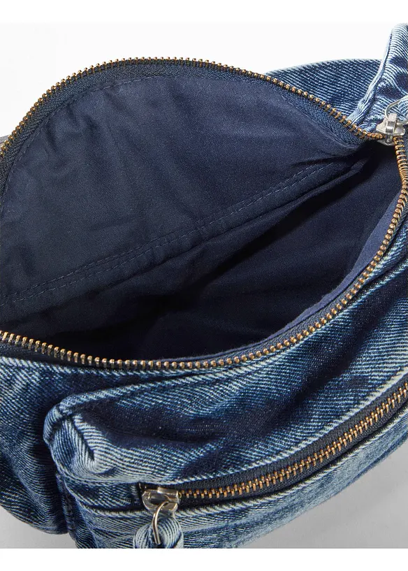 Bauchtasche aus Denim in blau geöffnet - bonprix