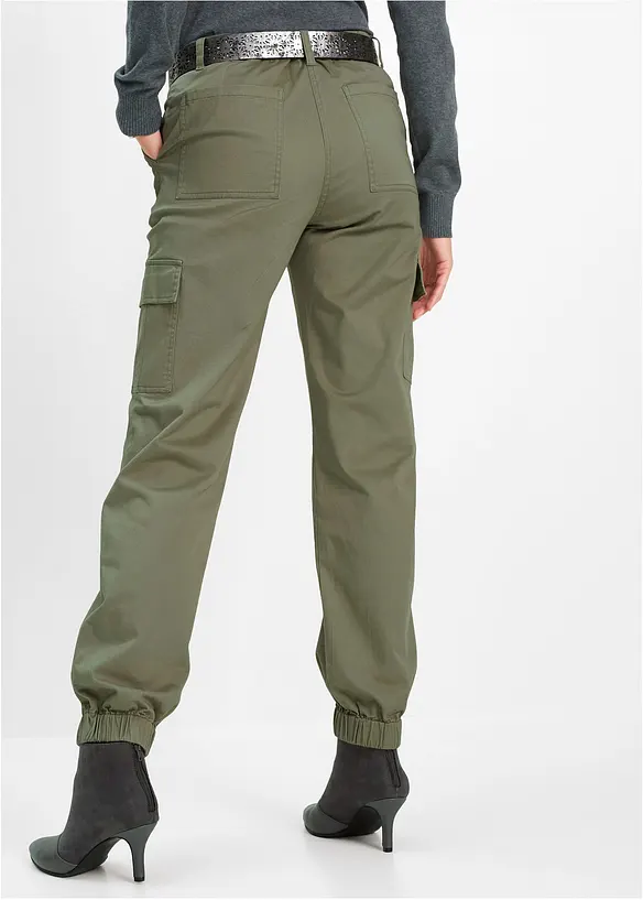 Cargohose aus Baumwoll-Mix in grün von hinten - bonprix
