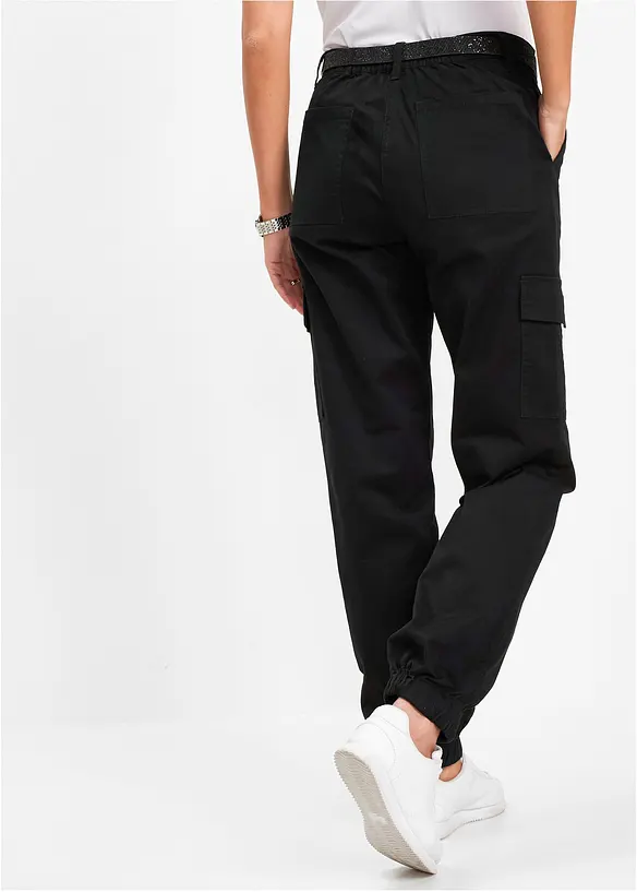 Cargohose aus Baumwoll-Mix in schwarz von hinten - bonprix