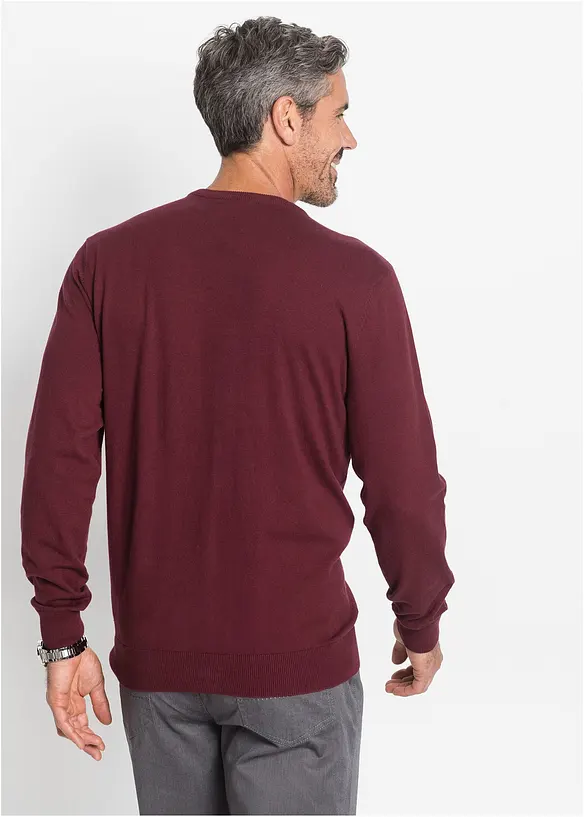 Feinstrickpullover aus weichem Baumwollmix in rot von hinten (im Anschnitt) - bonprix