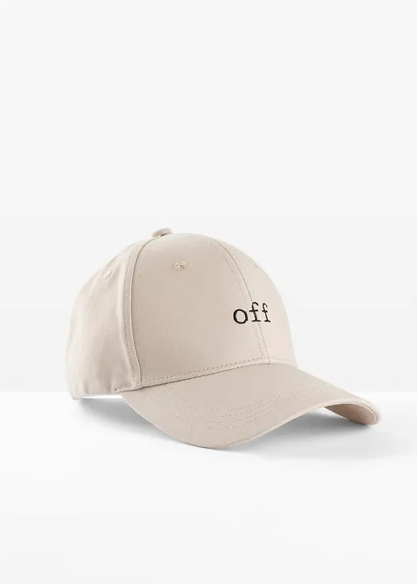 Cap mit Stickerei in beige von vorne - bonprix