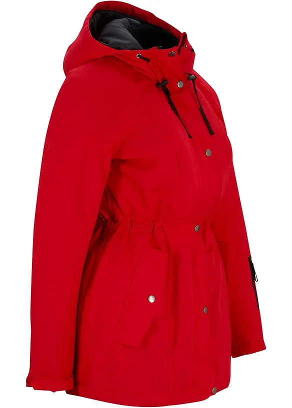 wasserdichte Funktions-Parka mit Kapuze in rot von vorne - bonprix