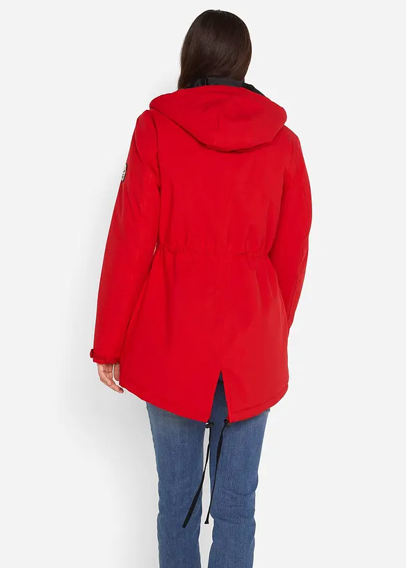 wasserdichte Funktions-Parka mit Kapuze in rot von hinten (im Anschnitt) - bonprix