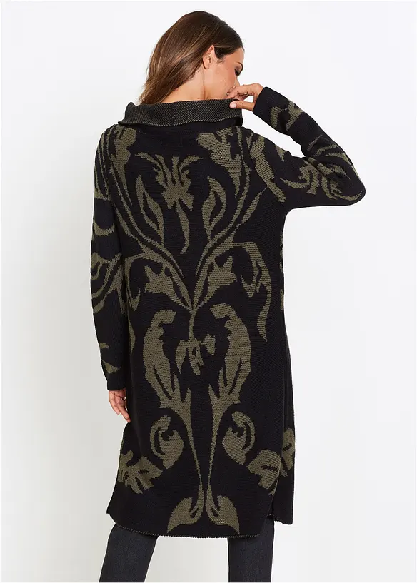 Strickmantel in schwarz von hinten (im Anschnitt) - bonprix