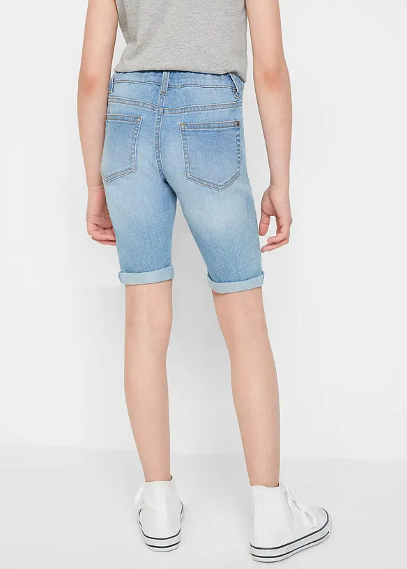 Stretch-Jeans-Shorts Mid Waist in blau von hinten - bonprix