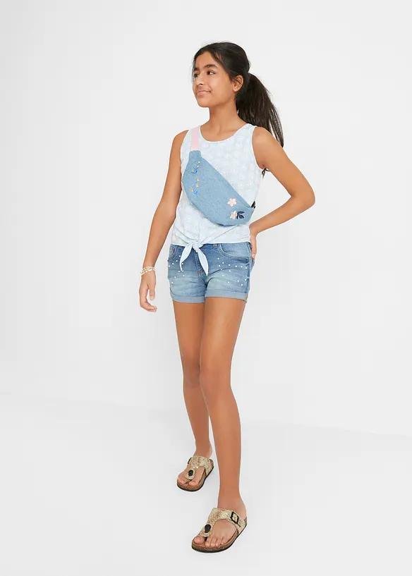 Jeans-Shorts Mid Waist in blau im Look von vorne (Totalaufnahme) - bonprix