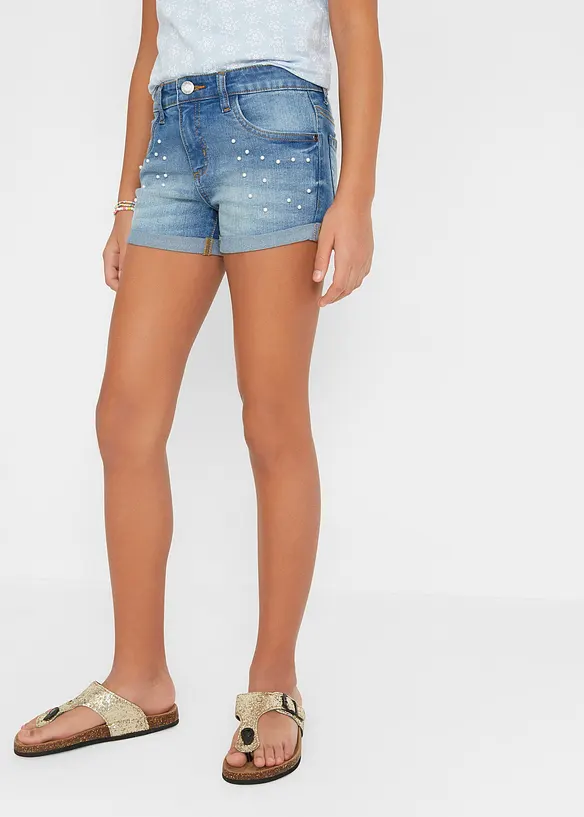 Jeans-Shorts Mid Waist in blau von vorne - bonprix