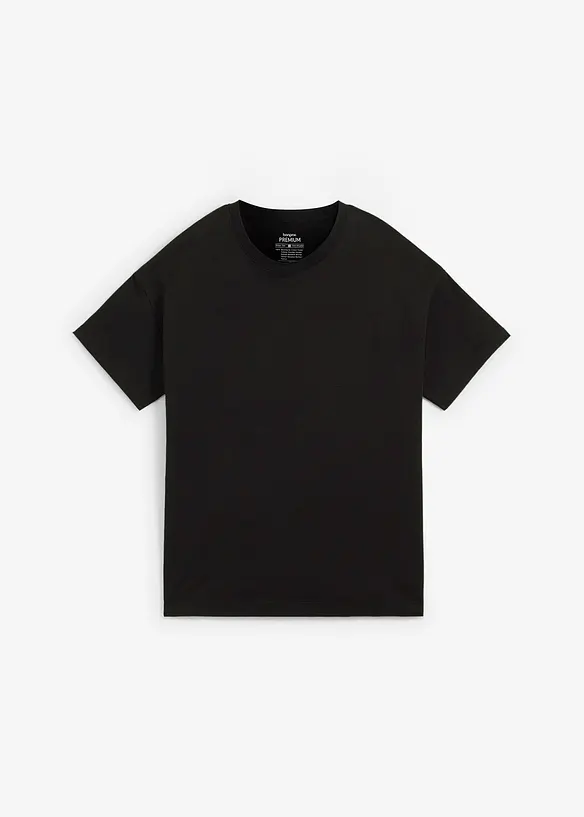 Essential Oversize-Shirt aus schwerer Baumwollqualität in schwarz von vorne - bonprix