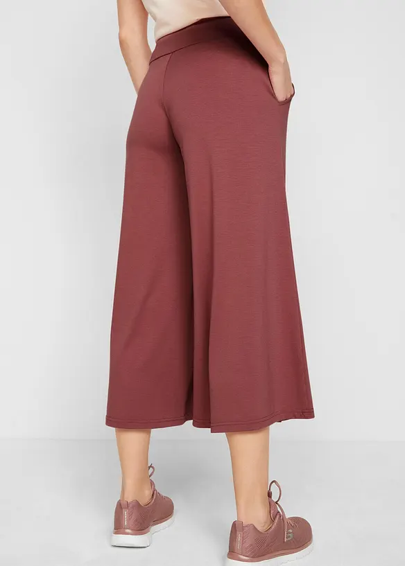 Loungewear Culotte mit weitem Bein in lila von hinten - bonprix