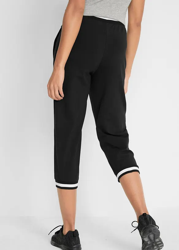 Jogginghose, 3/4-Länge aus Baumwollmix in schwarz von hinten - bonprix