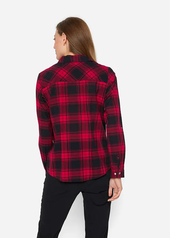 Hemdbluse aus reiner Baumwolle in rot von hinten (im Anschnitt) - bonprix