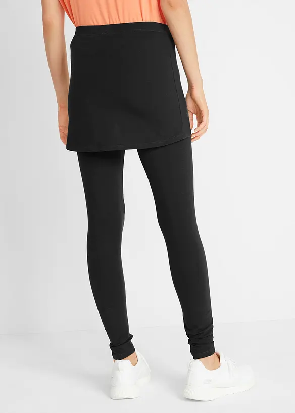 Knöchelfreie Sport-Leggings mit Rock in schwarz von hinten - bonprix