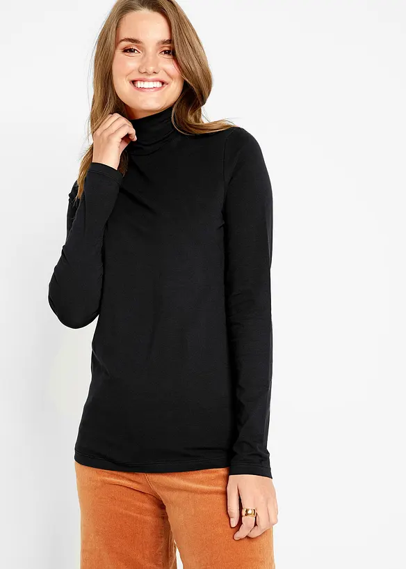 Langarmshirt (2er Pack) in schwarz von vorne (im Anschnitt) - bonprix Langarmshirt (2er Pack) in schwarz von vorne (im Anschnitt) - bonprix